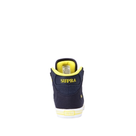 Supra Kids VAIDER High Top Shoes Navy/Yellow/white | US-20634